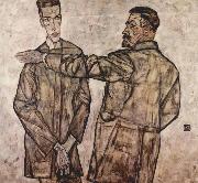 Egon Schiele Double Portrait of Heinrich Bensch and his Son Otto oil painting artist